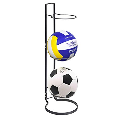 Sports Ball Storage Rack,3 Stack Basketball Storage Holder Freestanding Garage Sport Equipment Organizer Innovative Indoor Removable Vertical Display Stand For Volleyball Football Basketall Black Iron