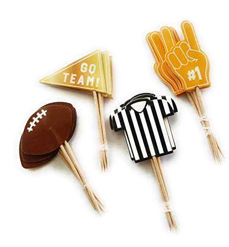 Football Cupcake Topper Party Food Picks, 24 Pack