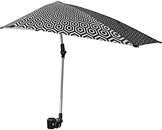 Sport-Brella Versa-Brella SPF 50+ Adjustable Umbrella with Universal Clamp, Regular, Black/White