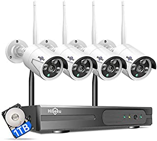 [Expandable 8CH] Hiseeu Wireless Security Camera System with 1TB Hard Drive with One-Way Audio, 8 Channel NVR 4Pcs 1080P 2.0MP Night Vision WiFi IP Security Surveillance Cameras Home Outdoor