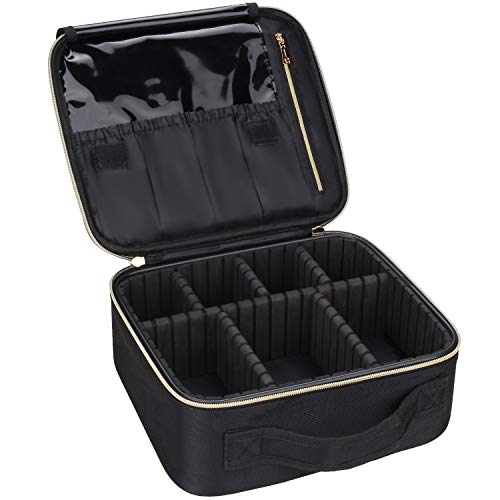 Travel Makeup Case,Chomeiu- Professional Cosmetic Makeup Bag Organizer,Accessories Case, Tools case (Black-M) (Black)