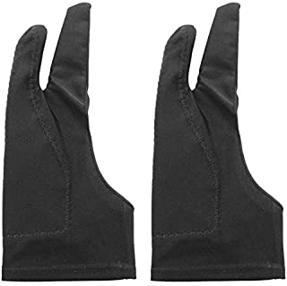 ZRM&E Artists Glove 2PCS Black Professional Artist Drawing Gloves with Two Fingers for Tablet Drawing, Displays, Art Painting Medium Size