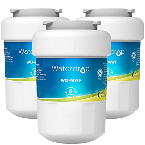 Waterdrop MWF Refrigerator Water Filter, Replacement for GE Smart Water MWF, MWFINT, MWFP, MWFA, GWF, HDX FMG-1, GSE25GSHECSS, WFC1201, RWF1060, 197D6321P006, Kenmore 9991, r-9991, 3 PACK