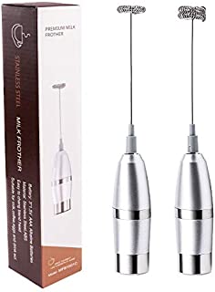 Milk Frother High Powered-2 Sets, Mini Blender and Foamer, Electric Handheld Foam Maker Battery Operated with 4 pcs Stainless Steel Whisks, Perfect for Bulletproof Coffee, Cappuccino, Drink Mixer.