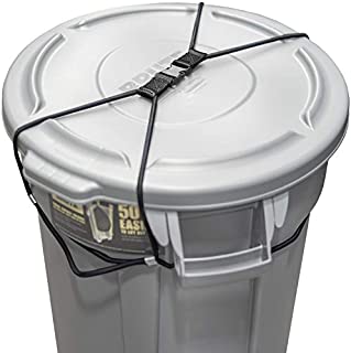 Encased Trash Can Lock for Animals/Raccoons, Bungee Cord Heavy Duty Large Outdoor Garbage Lid Lock - Black