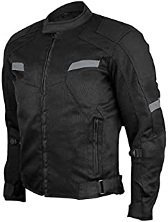 Vance Advance Lightweight Mens All Weather Season CE Armor Mesh Motorcycle Jacket (Black, 3XL)