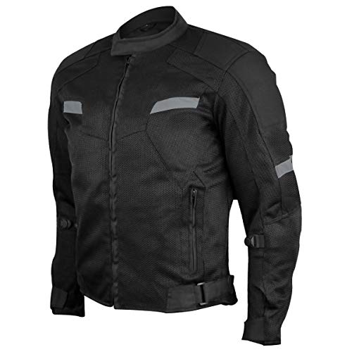 Vance Advance Lightweight Mens All Weather Season CE Armor Mesh Motorcycle Jacket (Black, 3XL)