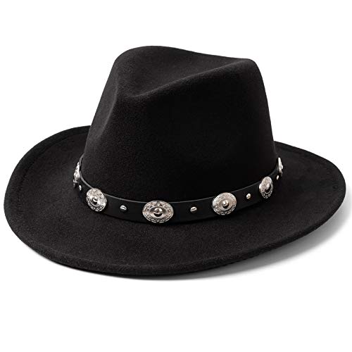 Lisianthus Men & Women's Felt Wide Brim Western Cowboy Hat Black