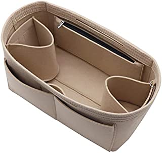 Felt Purse Organizer Insert Bag In Bag with Two Removeable Holder 8020 Beige M