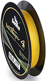 Superpower Braided Fishing Line - 4 Strands Abrasion Resistant PE Braided Lines Zero Stretch Smaller Diameter 150YD/300YD 6LB-80LB Spool (Yellow, 150yds-50LB)