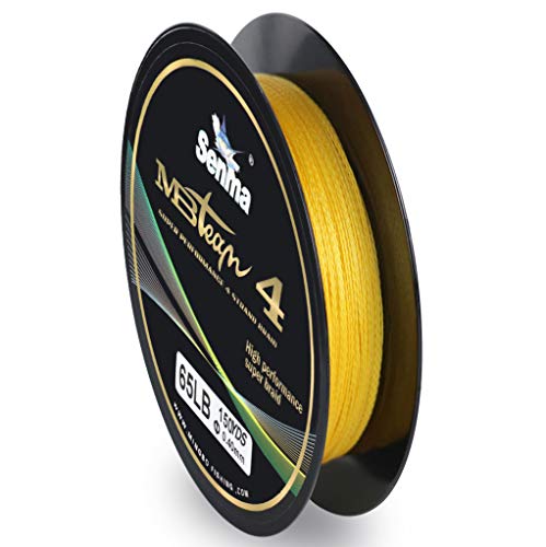 Superpower Braided Fishing Line - 4 Strands Abrasion Resistant PE Braided Lines Zero Stretch Smaller Diameter 150YD/300YD 6LB-80LB Spool (Yellow, 150yds-50LB)