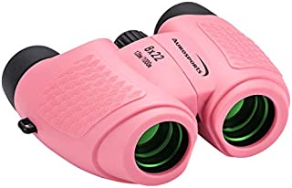 Aurosports Kids Compact Binoculars Gift for 5-9 Years Old Girl Boys, Upgraded HD Binocular with Focusing Wheel, Shock Proof Travel Birding Telescope Cute Toy Gifts for 3-10 Year Old Girls Pink