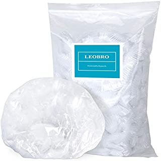 Shower Cap, LEOBRO 100 Pack Clear Plastic Hair Caps, Elastic Bath Caps, Disposable Shower Caps for Women, Home Use, Hair Salon, Hotel, Travel