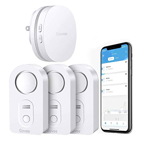 Govee WiFi Water Sensor 3 Pack, 100dB Adjustable Alarm and App Alerts, Leak and Drip Alert with Email, for Home, Basement