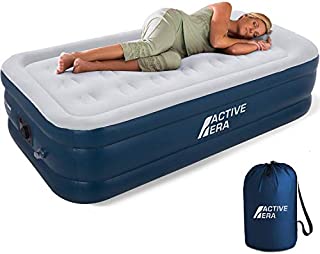 Active Era Premium Twin Air Mattress with Built in Pump and Raised Pillow - Elevated Inflatable Mattress 75