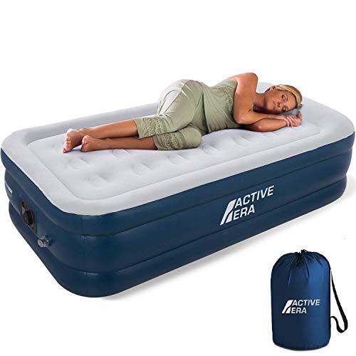 Active Era Premium Twin Air Mattress with Built in Pump and Raised Pillow - Elevated Inflatable Mattress 75