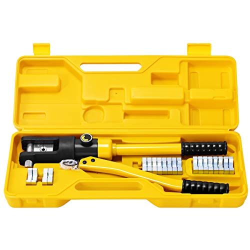 Goplus 16 Ton Hydraulic Wire Crimper Battery Cable Lug Terminal Crimping Tool w/ 11 Dies