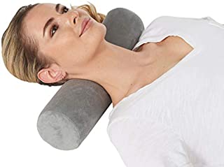 Cervical Neck Roll Memory Foam Pillow, Bolster Pillow, Round Neck Pillows Support for Sleeping | Bolster Pillow for Bed, Legs, Back and Yoga, Grey