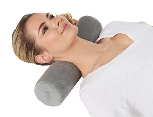 Cervical Neck Roll Memory Foam Pillow, Bolster Pillow, Round Neck Pillows Support for Sleeping | Bolster Pillow for Bed, Legs, Back and Yoga, Grey