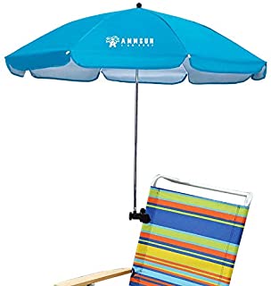 AMMSUN Beach Chair Umbrella with Adjustable Clamp 43 inches UPF 50+, Portable Clamp on Patio Chair, Beach Chair, Stroller, Sport chair, Wheelchair, and Wagon (Sky Blue)