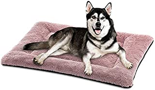 SIWA MARY Dog Bed Mat Soft Crate Pad Washable Anti-Slip Mattress for Large Medium Small Dogs and Cats Kennel Pad (42inch,Pink)