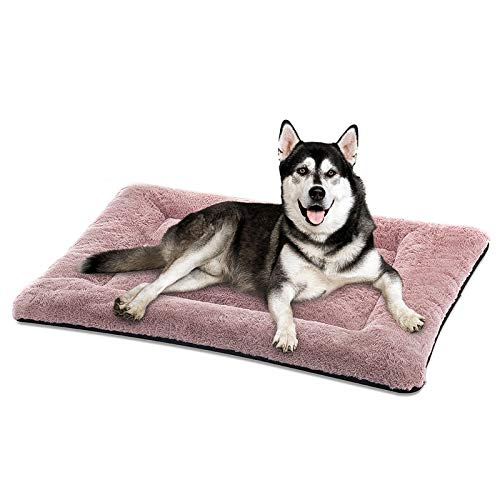 SIWA MARY Dog Bed Mat Soft Crate Pad Washable Anti-Slip Mattress for Large Medium Small Dogs and Cats Kennel Pad (42inch,Pink)