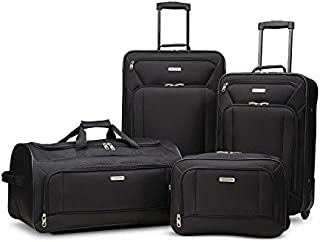 American Tourister Fieldbrook XLT Softside Upright Luggage, Black, 4-Piece Set (BB/DF/21/25)