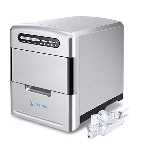 Portable Ice Maker Countertop, Makes 26 lbs Ice in 24 hrs-Ice Cubes Ready in 8-10 Mins,3 Ice Size Compact Electric Icemaker with Scoop and Basket for Parties Mixed Drinks