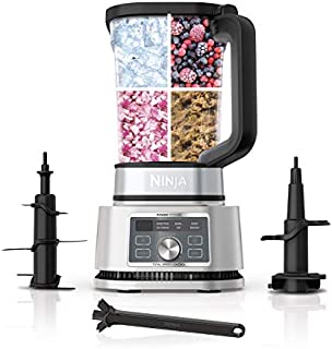 Ninja SS201 Foodi Power Pitcher 4in1 Smoothie Bowl Maker Crushing Blender Dough Mixer Food Processor 1400WP smartTORQUE 6 Auto-iQ presets, with a Stainless Silver Finish