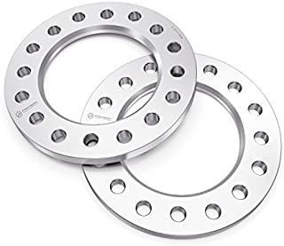 RockTrix 2pcs 1/2 inch 8x170 and 8x6.5 Flat Wheel Spacers - Compatible with many 8-lug Chevy Ford GMC Hummer Dodge (See Description for Year Model) - 8x165.1 and 8x170 Silver Aluminum