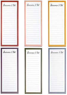 Grocery List Magnet Pad for Fridge, 6-Pack Magnetic Note Pads Lists, 60 Sheets Per Pad, Full Magnet Back To-Do-List Notepads