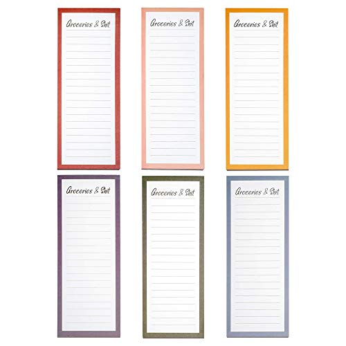 Grocery List Magnet Pad for Fridge, 6-Pack Magnetic Note Pads Lists, 60 Sheets Per Pad, Full Magnet Back To-Do-List Notepads