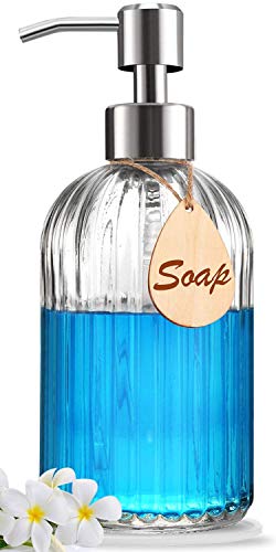 Soap Dispenser with Non-Slip Silicone Pad  Premium Quality  Large Size Dish & Hand Soap Dispenser  Rust Proof Stainless Steel Pump  Ideal for Kitchen Dish Soap, Bathroom Soap, Essential Oil Clear