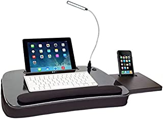 Sofia + Sam Multi Tasking Memory Foam Lap Desk with USB Light and Mouse Pad - Portable Foldable Home Working Office Workstation - Bed Table Tray for Eating - Fits Computer Up to 15