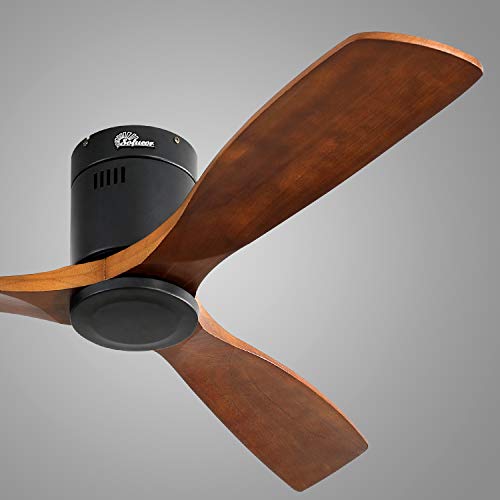 Sofucor Low Profile Ceiling Fan With Lights 3 Carved Wood Fan Blade Noiseless Reversible Motor Remote Control Without Light (52