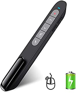 DinoFire Wireless Presenter Remote with Air Mouse, Rechargeable PPT Presentation Pointer RF 2.4GZ PowerPoint Clicker Computer Slide Advancer