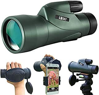 Gosky 12x55 High Definition Monocular Telescope and Quick Smartphone Holder - 2019 Newest Waterproof Monocular -BAK4 Prism for Wildlife Bird Watching Hunting Camping Travelling Wildlife Secenery
