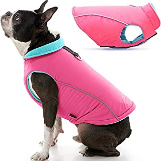 Gooby Sports Dog Vest - Pink, Medium - Fleece Lined Dog Jacket Coat with D Ring Leash - Reflective Vest Small Dog Sweater, Hook and Loop Closure - Dog Clothes for Small Dogs Indoor and Outdoor Use