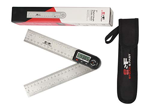 Angle Finder Tool 7 Inch / 180 mm Stainless Steel with Pouch, Digital Protractor Angle Finder for Woodworking, Angle Measure Tool by S&F STEAD & FAST