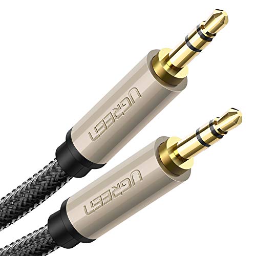 UGREEN 3.5mm Male to Male Auxiliary Aux Stereo Professional HiFi Cable with Silver-Plating Copper Core, Gold Plated, Nylon Braid, Tangle-Free for Audiophile Musical lovers Silver (6.5FT)