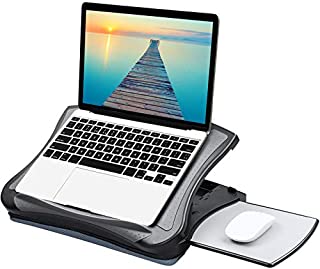 HUANUO Adjustable Lap Desk with Cooling Fan, Fits 15.6 Inch Laptops, Comfortable Laptop Desk Stand with 5 Adjustable Angles, Detachable Mouse Pad & Mesh Cushion Base