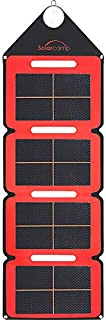 Solar Camp 7.6W 5V Dual USB Portable Solar Charger | Thin Film Compact Ultralight Flexible Waterproof-Camping, Hiking, Beach, Backpacking, Survival, Emergency | Compatible w/Small USB Devices (RED)