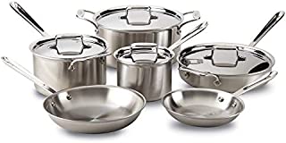 All-Clad Brushed D5 Stainless Cookware Set, Pots and Pans, 5-Ply Stainless Steel, Professional Grade, 10-Piece - 8400001085