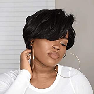 BeiSD Short Black Bob Wig Short Bob Wig Synthetic Black Wig With Hairpart Short Synthetic Wigs For Black Women Short Pixie Cut Wigs For Women African American Wigs Cosplay Wig