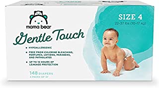 Amazon Brand - Mama Bear Gentle Touch Diapers, Hypoallergenic, Size 4, 148 Count (4 packs of 37)