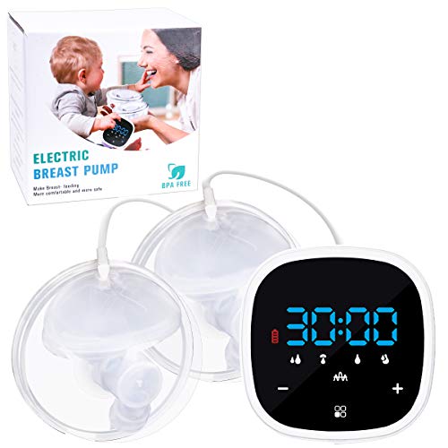 Wearable Breast Pump Electric Hands Free Breast Pump Double Portable Breastfeeding Pump with 5 Modes, 7 Levels, LCD, Memory Function Silent Breast Pump Milk Extractor with Massage Mode(27mm Flange)