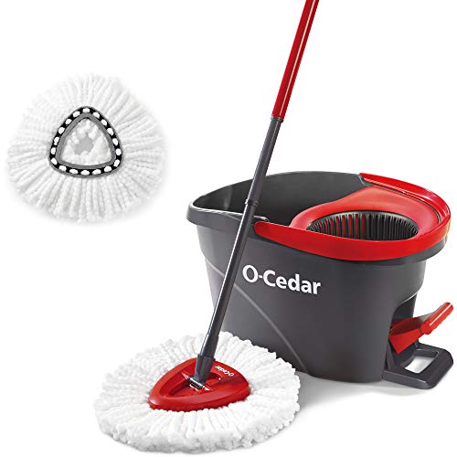 O-Cedar Easywring Microfiber Spin Mop & Bucket Floor Cleaning System with 1 Extra Refill