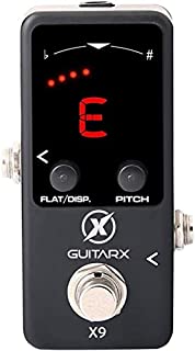 GUITARX X9 - Guitar Pedal Tuner Mini - True Bypass Chromatic Tuner Pedal with Pitch Calibration and Flat Tuning - Pedal Tuner Bass - Power Supply Not Included