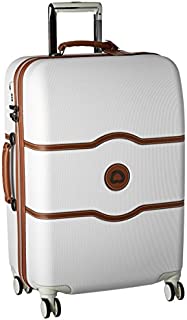 DELSEY Paris Chatelet Hardside Luggage with Spinner Wheels, Champagne White, Checked-Medium 24 Inch, with Brake