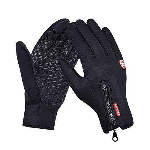 FOXLVDA Winter Warm Gloves for men and Women, Touch Screen Gloves, with Good Windproof and Waterproof Features, Suitable for Daily Work, Cycling, Driving,Travel on Foot (Black, Medium)
